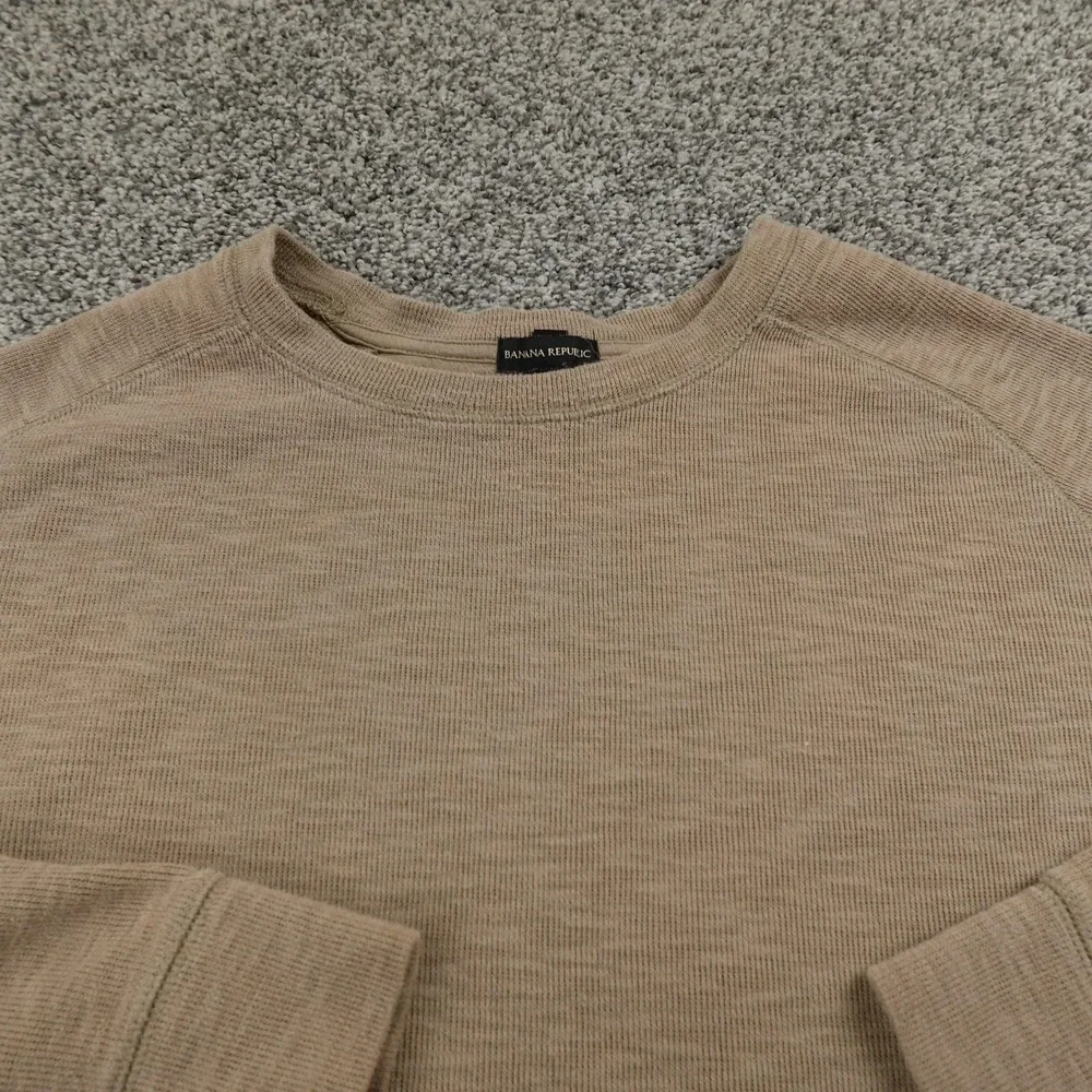 Banana Republic Sweater Mens 2XL‎ Beige Brown Tan Thermal Knit Crewneck Pullover